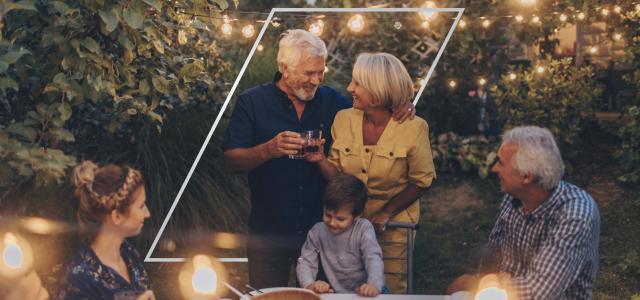 multigenerational family at dinner